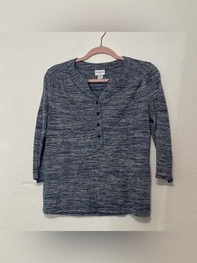 Jaclyn Smith Heathered Blue Knit Top Size S